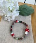Beaded Mushroom Bracelet with Natural Stone Beads